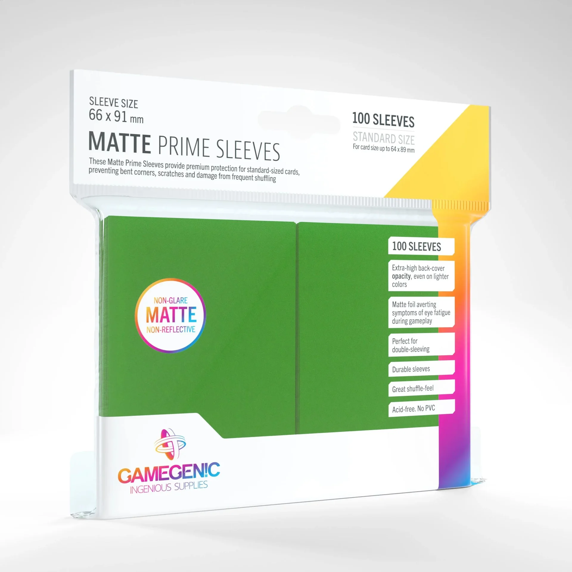 Matte Prime Sleeves Green - 100 Stück Kartenhüllen 66 x 91 mm - 0