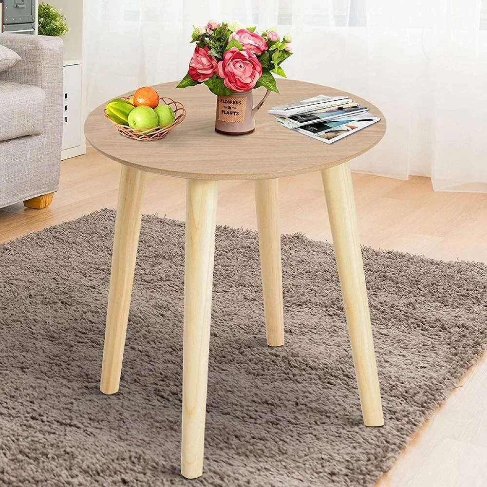 Beistelltisch Couchtisch Wohnzimmertisch rund aus MDF-Holz+Kiefer natur ?38,5 x 41,5 cm - 4