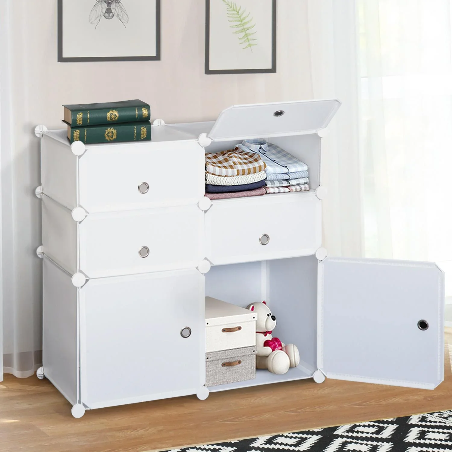 Kleiderschrank, weiß - 0