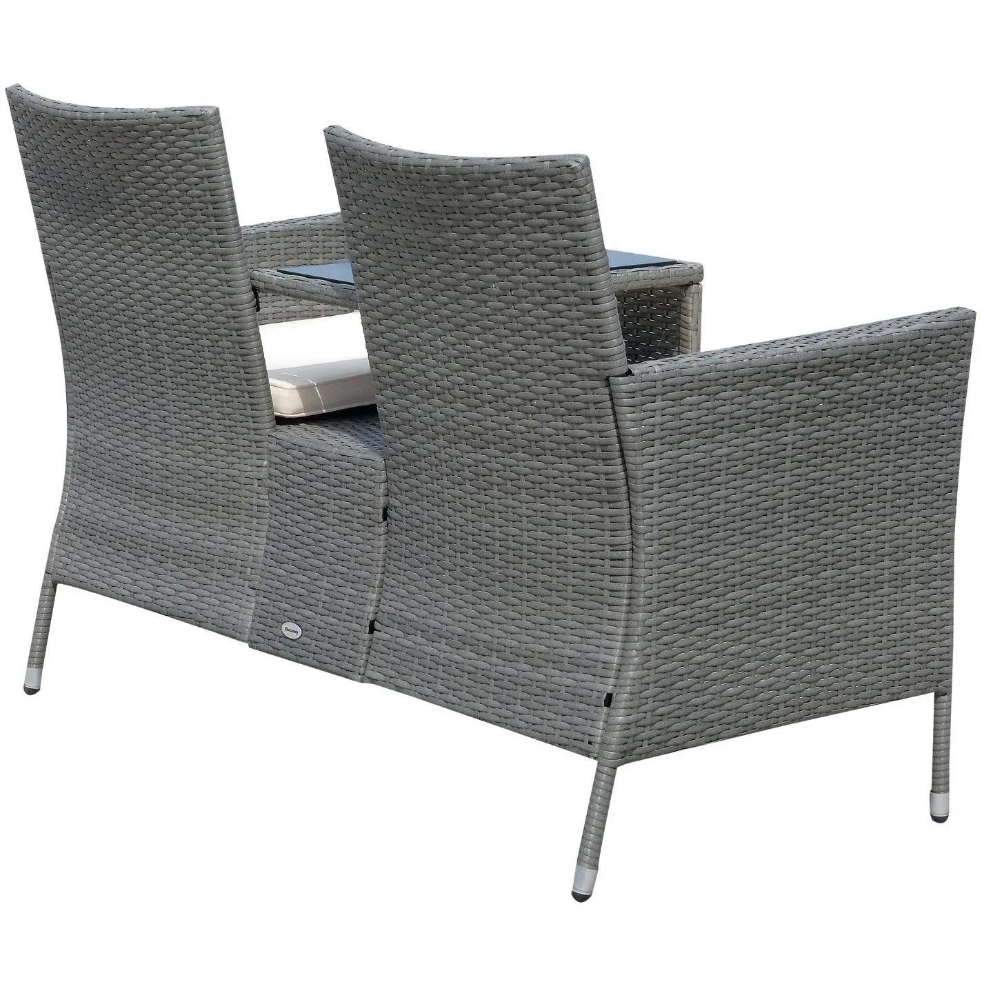 Polyrattan Gartenbank Gartensofa mit Tisch 2-Sitzer Stahl - 0