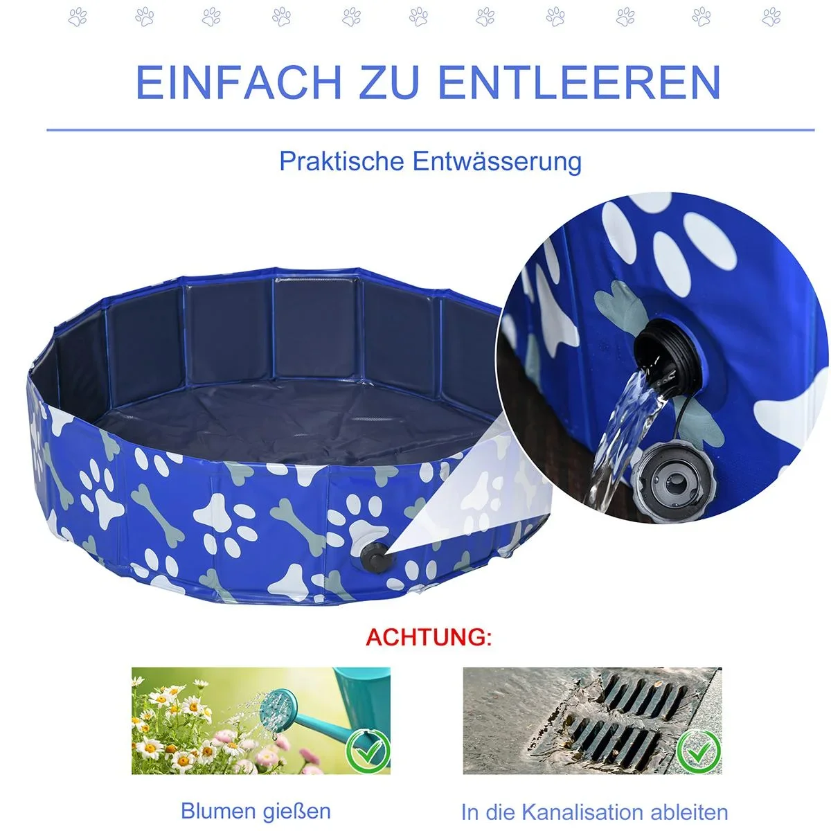 Hundepool mit Wasserablassventil blau - 2
