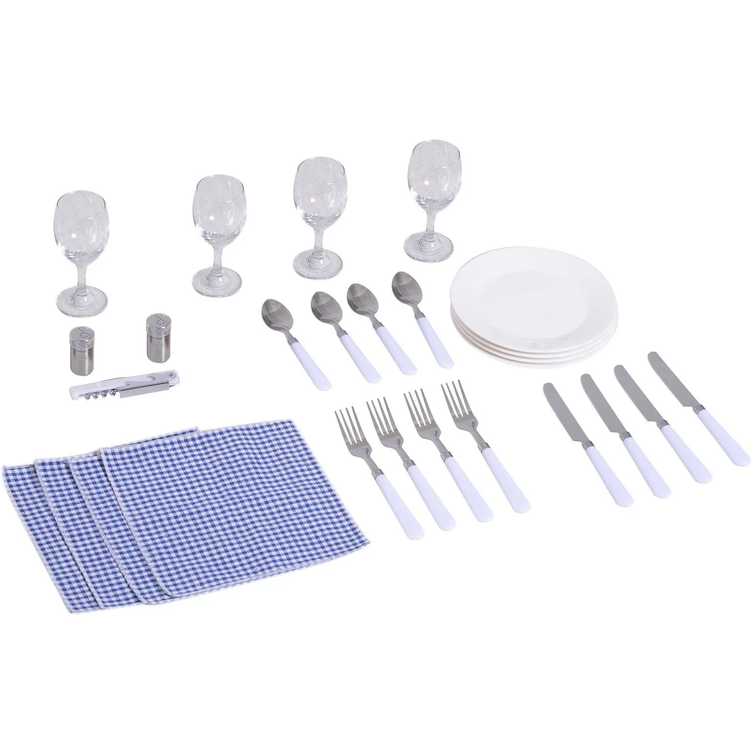 Picknickkorb für 4 Personen Picknickkoffer Picknickset mit Kühltasche Utensilien Glas Braun 54 x 34 x 20 cm - 3