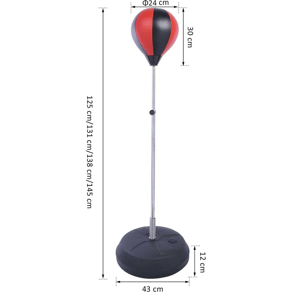 Punchingball-Set mit Boxhandschuhe schwarz/silber/rot - 1
