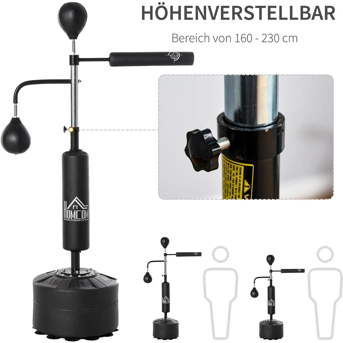 3-in-1 Boxstand mit 2 Speedbällen schwarz - 4