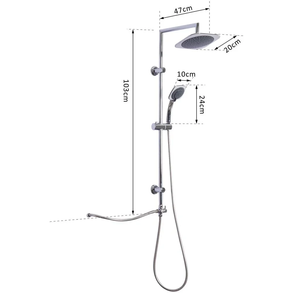 Regendusche Duschsystem Handbrause 5 Duschmodi Eckig Silber - 1