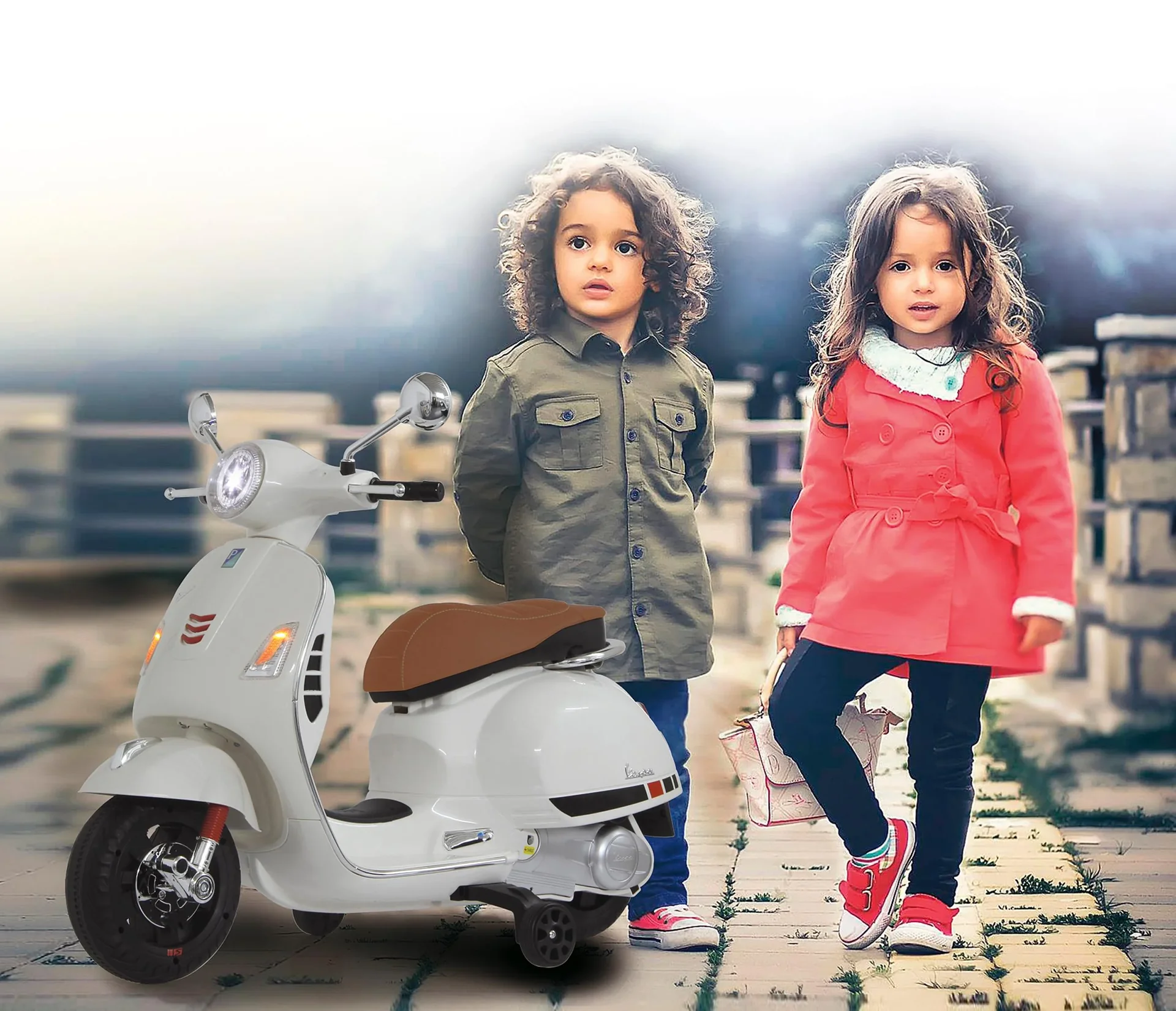 Ride-on Vespa für Kinder, 12 Volt, Weiß - 6