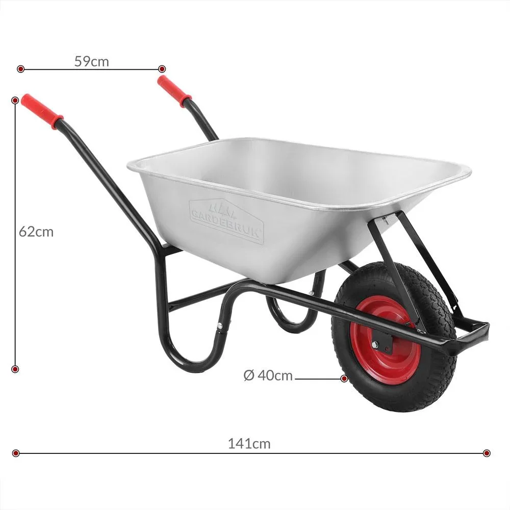 Schubkarre 100l - 250kg - Tragfähigkeit mit Lufträdern 40cm - 2