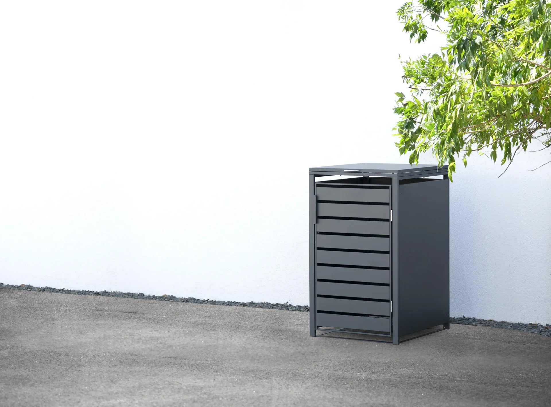 Mülltonnenbox 1-fach mit Deckel, Anthrazit - 9