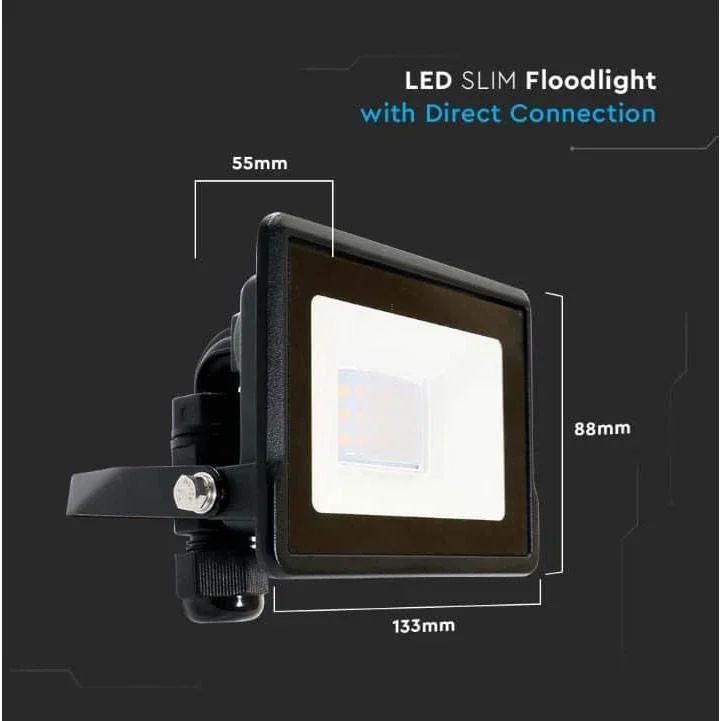 VT-118 LED-Flutlicht - 10 W - 735 Lm - 3000K - Schwarz - 7