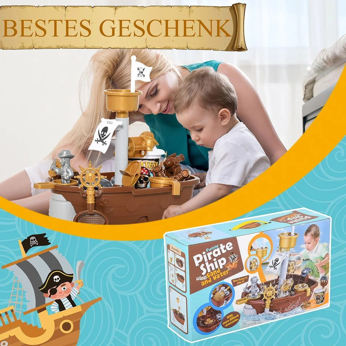 Kinder-Sandspielzeug Piratenthema bunt - 4