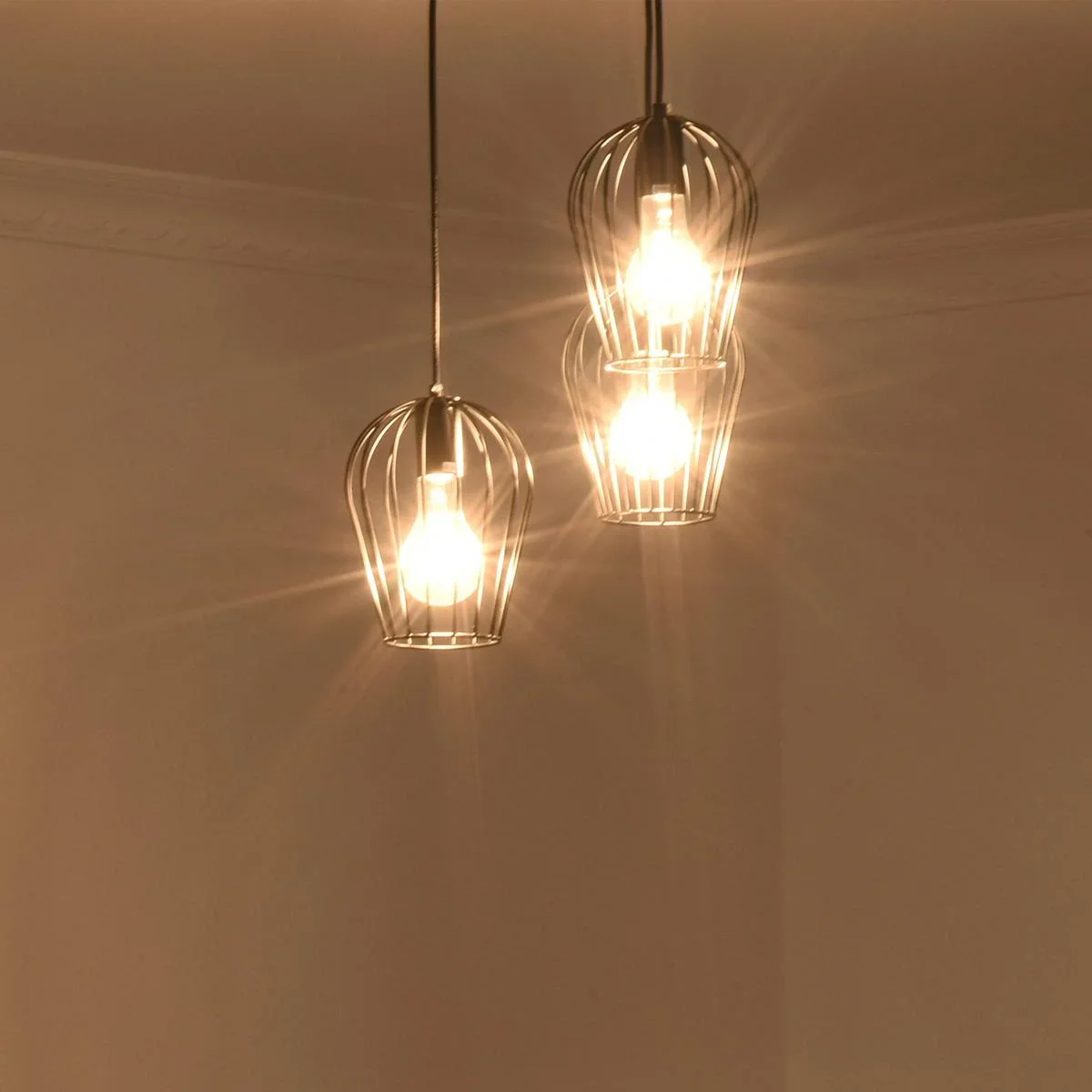 Pendelleuchte mit dem Metalldrahtkäfig-Design schwarz - 5