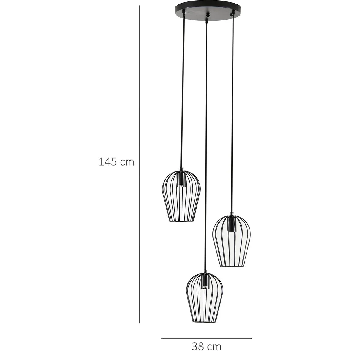 Pendelleuchte mit dem Metalldrahtkäfig-Design schwarz - 7