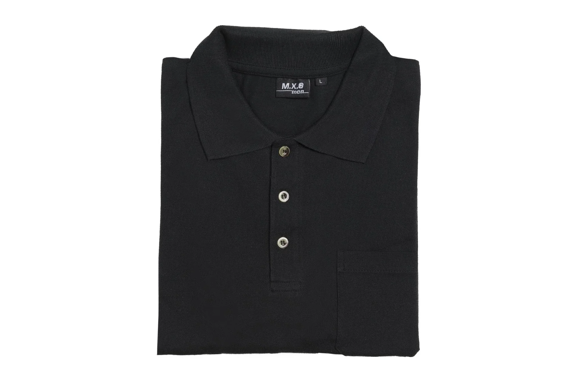Poloshirt mit Knopfleiste und Brusttasche, Farbe schwarz, Gr.3XL - 0