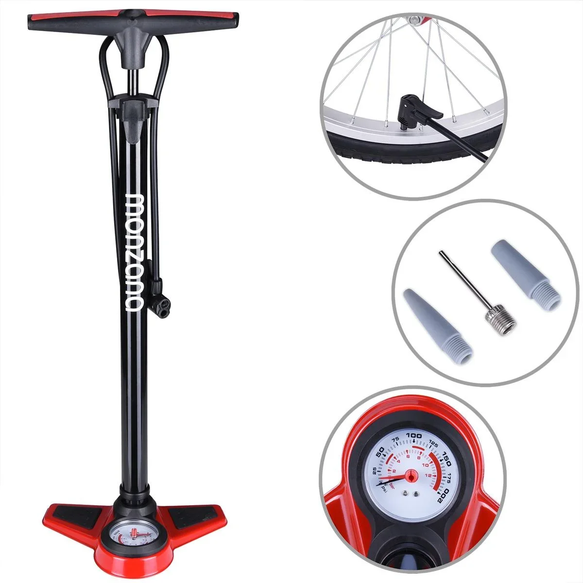 Hochdruck-Luftpumpe mit Manometer - 0