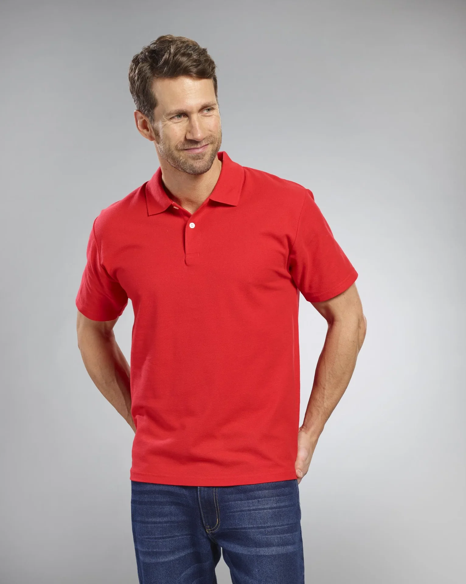Poloshirt mit Piquestruktur, Farbe rot, Gr.M - 3