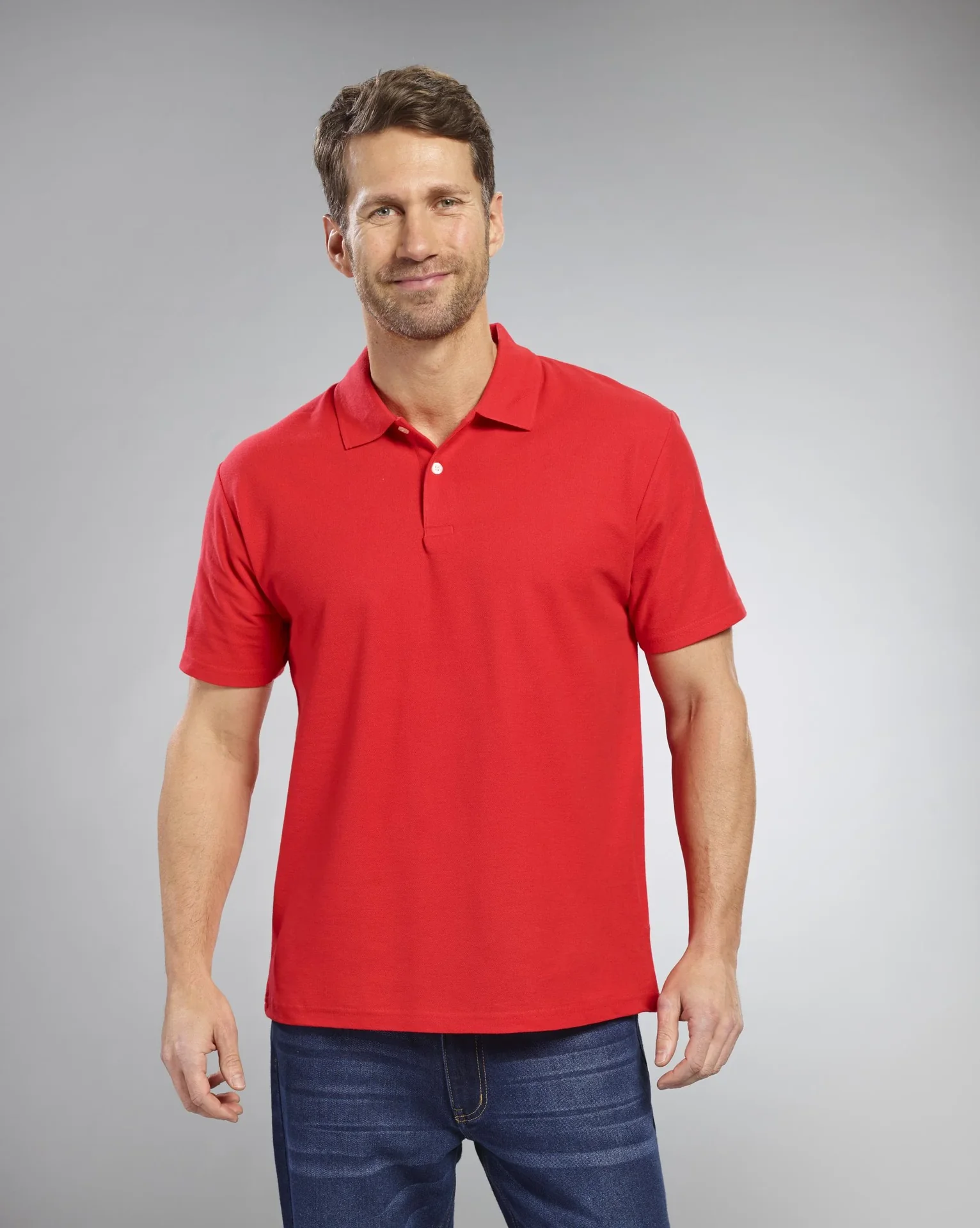Poloshirt mit Piquestruktur, Farbe rot, Gr.M - 4