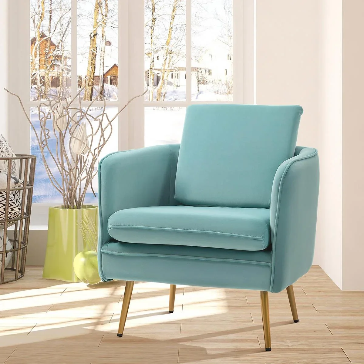 Sessel vintage - Samtoptik - Blau/Grün - 3