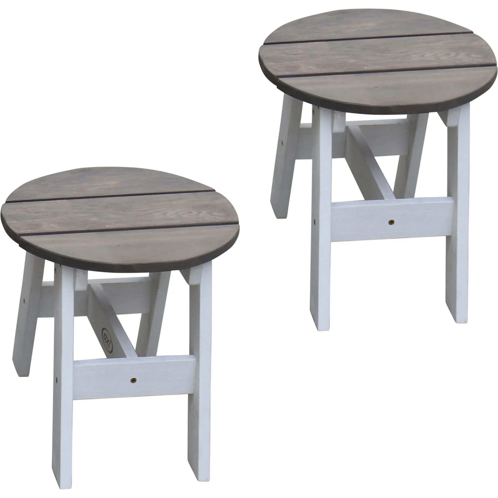 2-teiliges Picknick Hocker Set Rund Grau/weiß - 3