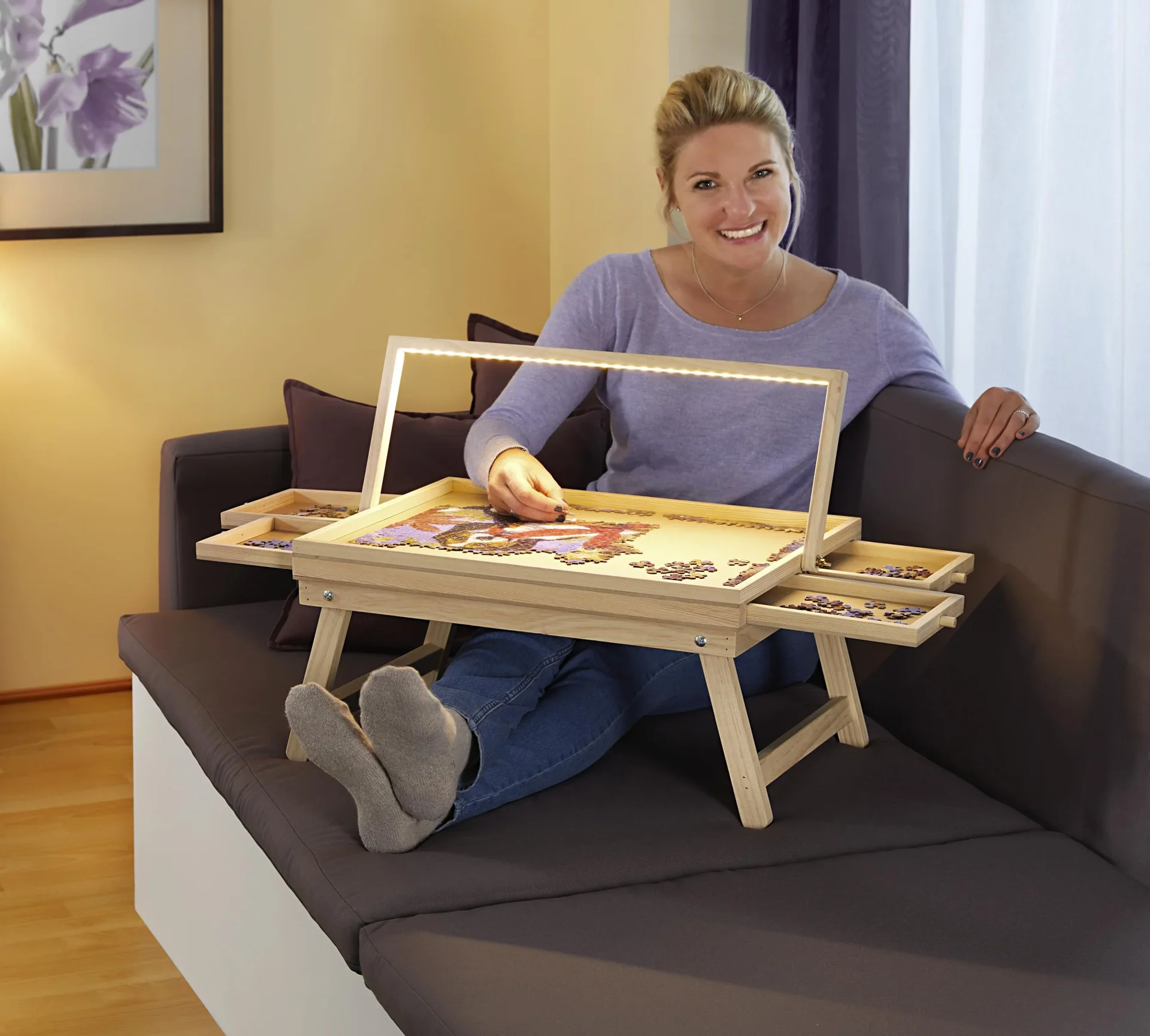 LED-Puzzle-Tisch, klein, 500 Teile, ca. 12 x 46 x 60 cm - 1