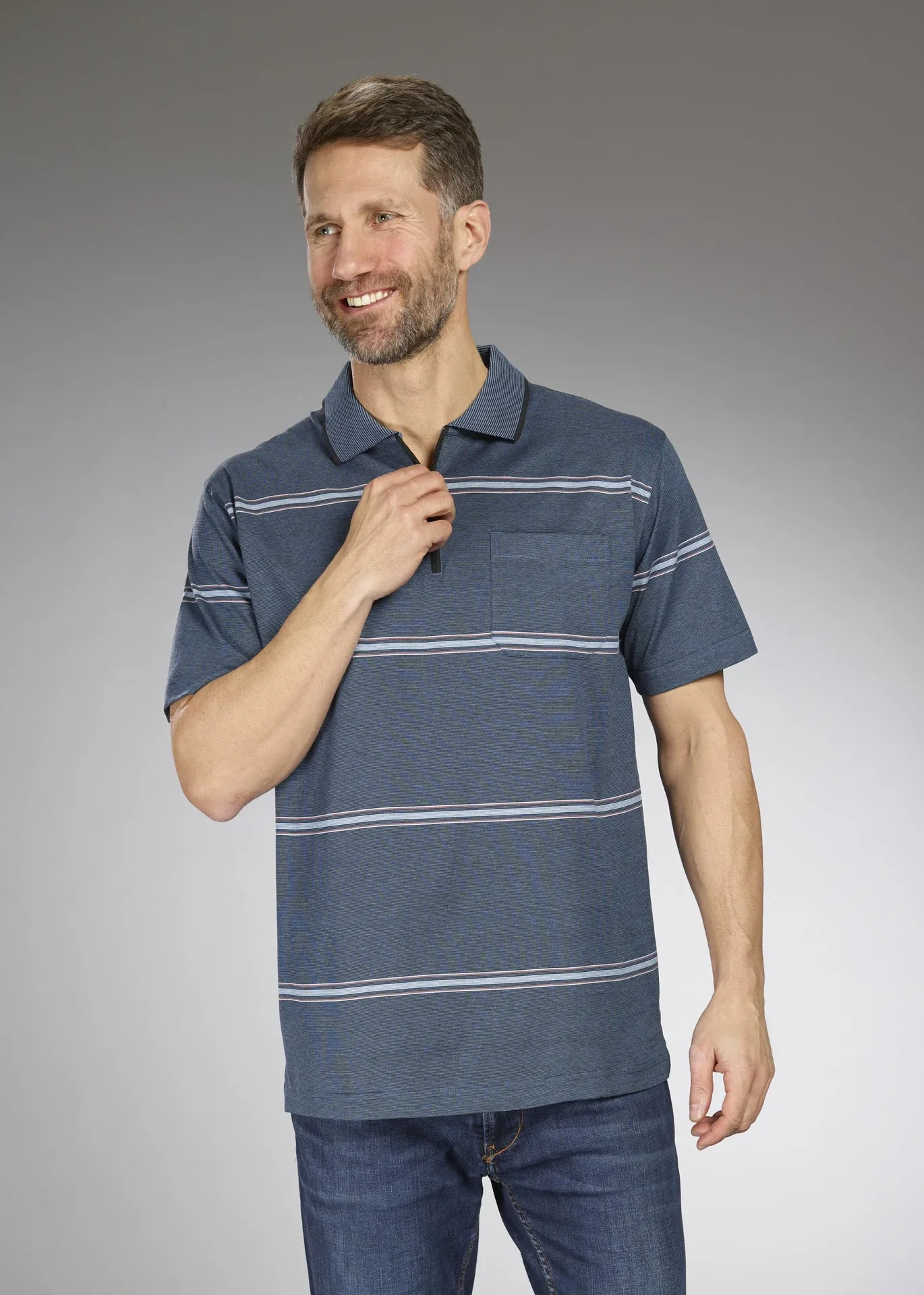 Poloshirt gestreift, Farbe blau, Gr.M - 0