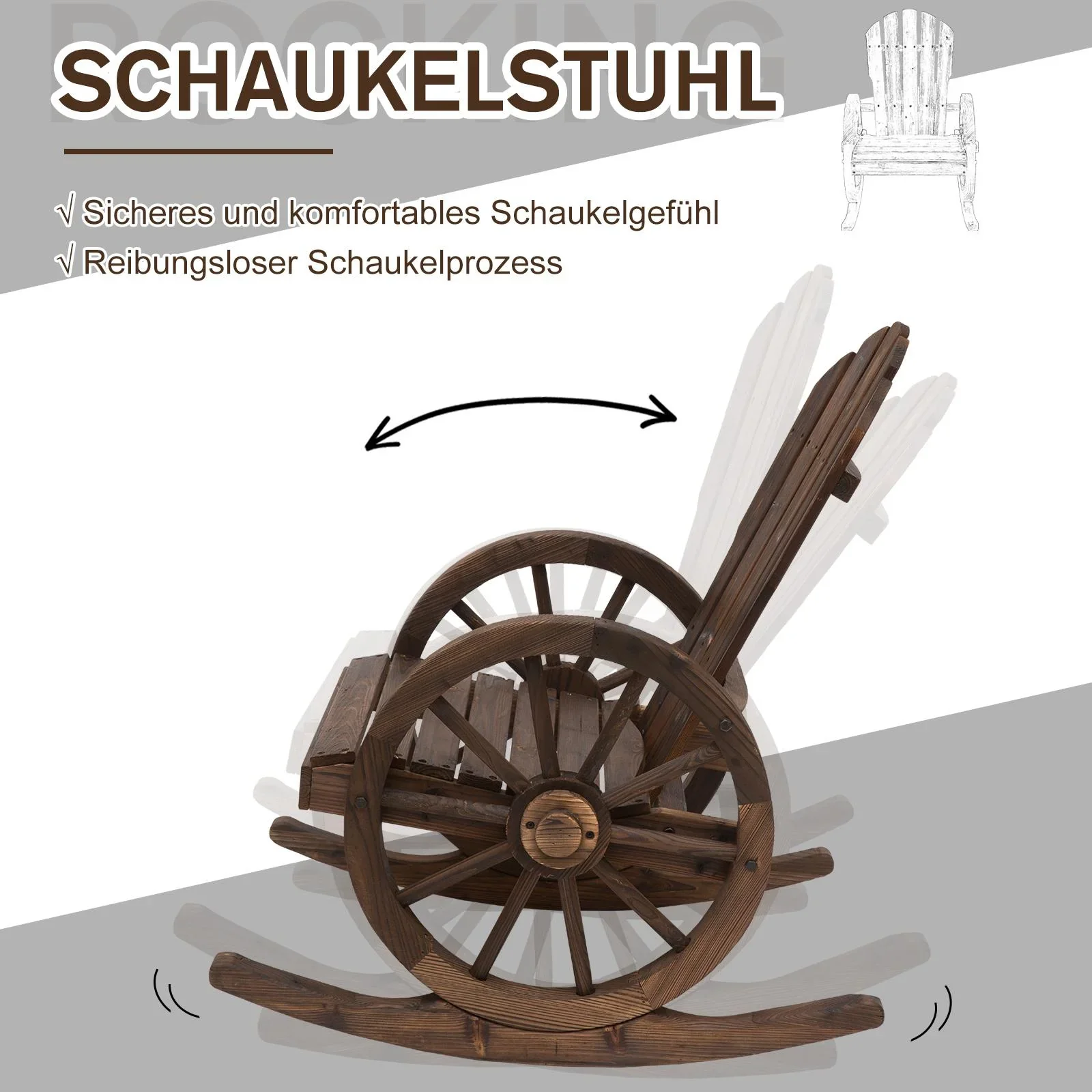 Schaukelstuhl im Wagenrad-Design - 2