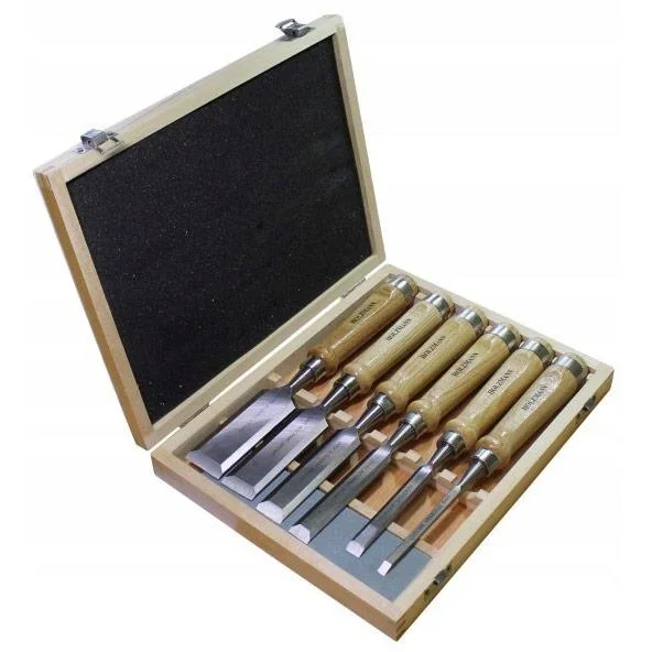 Profi-Holzmeißel-Set 6-teilig - HSS-Qualität - 6 t/m 38 mm - in Holzaufbewahrungsbox - 1