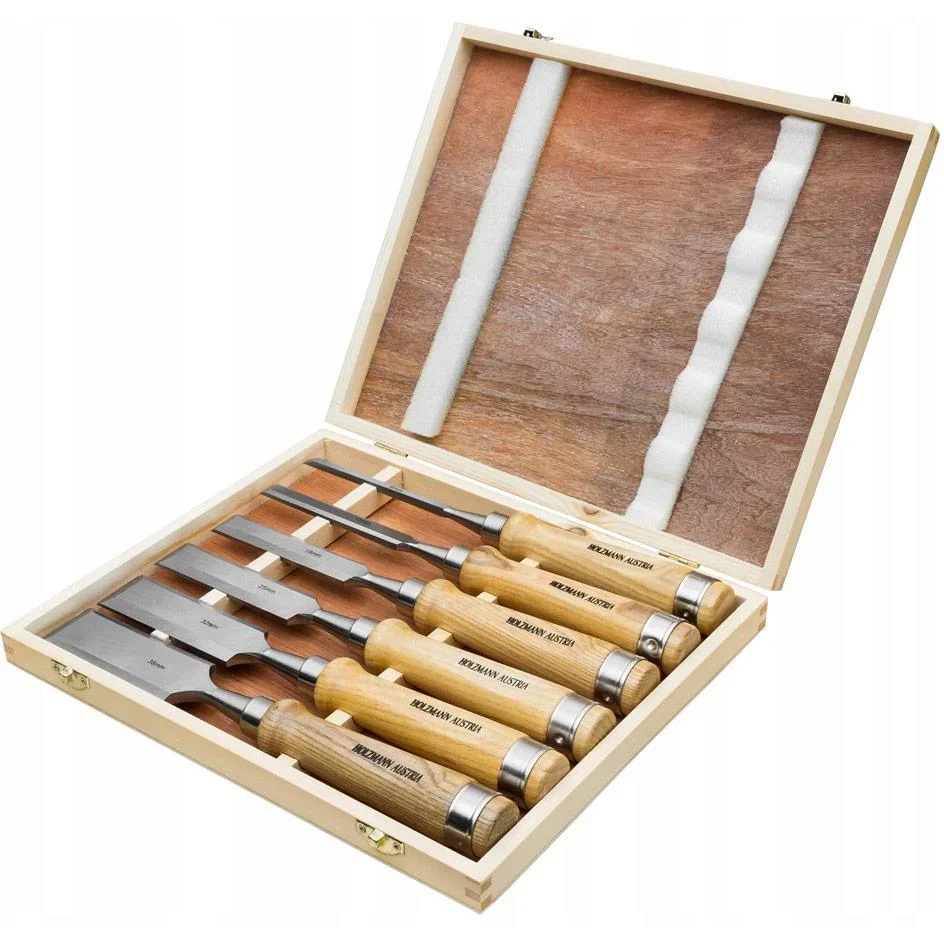 Profi-Holzmeißel-Set 6-teilig - HSS-Qualität - 6 t/m 38 mm - in Holzaufbewahrungsbox - 2