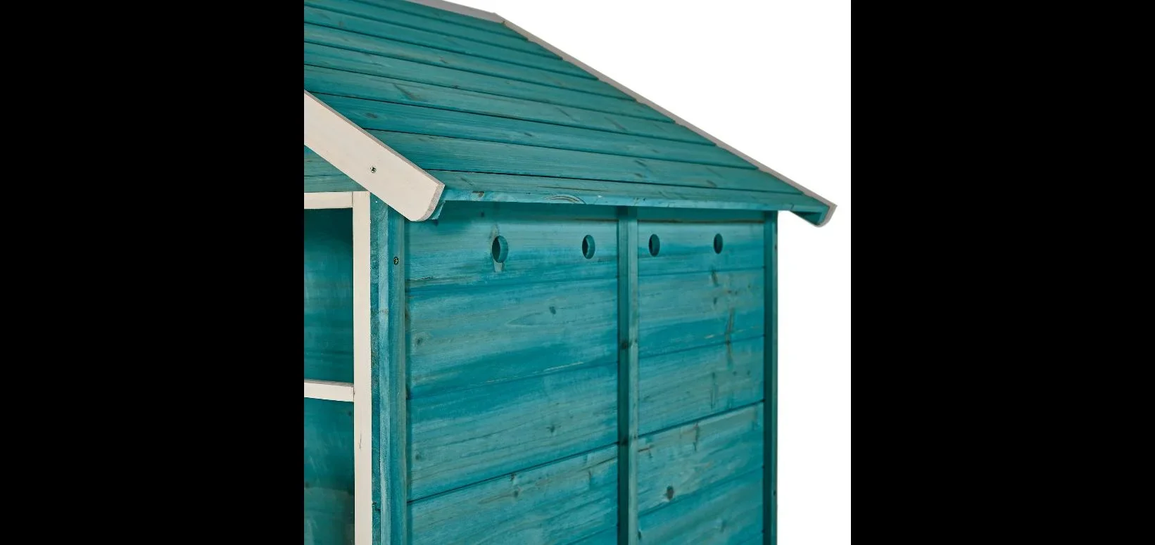 Holz Spielhaus Boathouse auf Stelzen, Outdoor-Spielhaus für Kinder aus Holz, Spitzdach, Rutsche, Leiter, türkis - 5