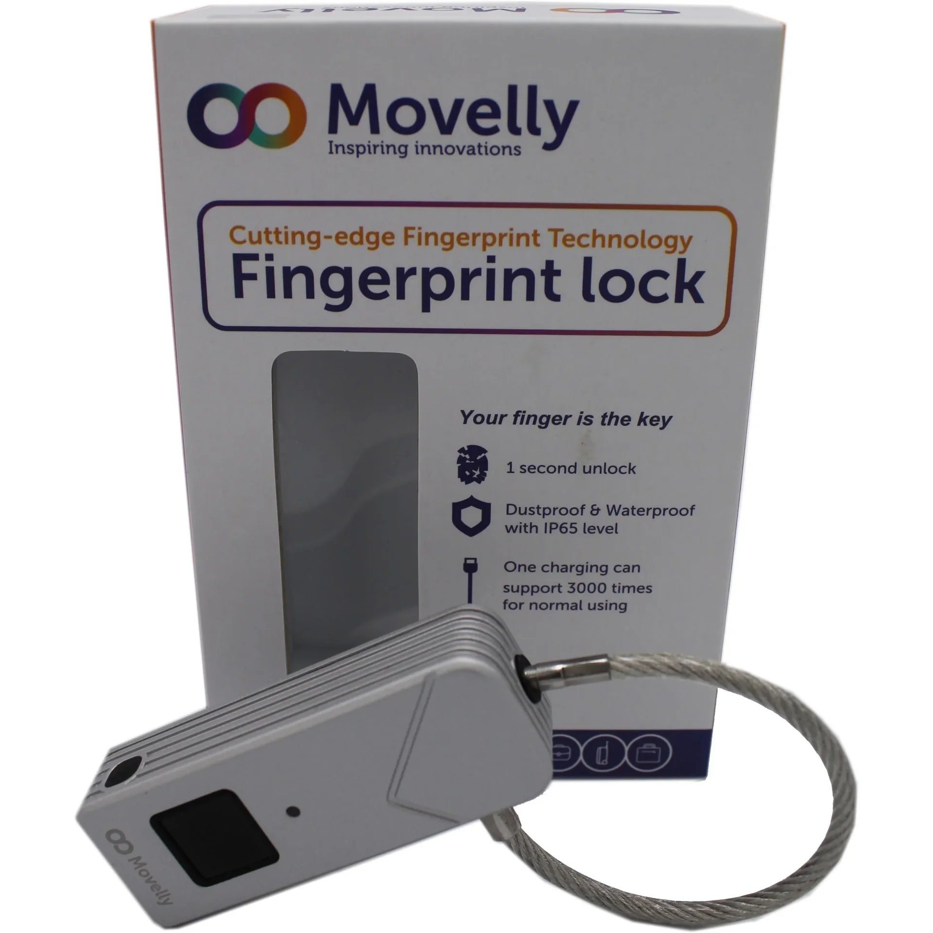 Movelly fingerprint padlock Rose - 4
