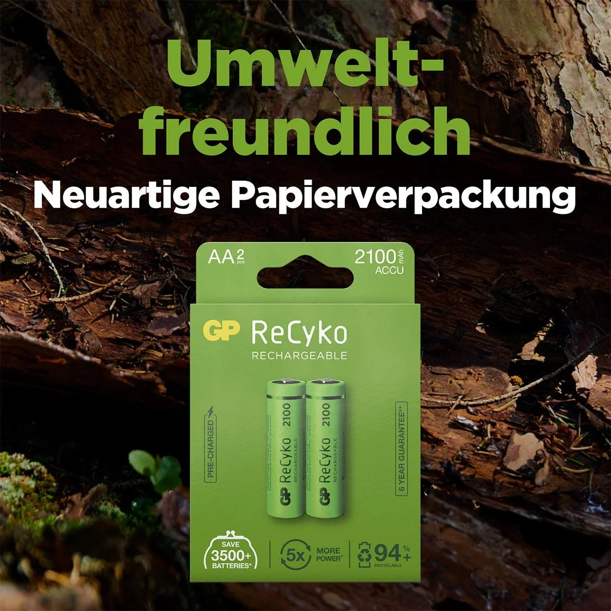 ReCyko Mignon (AA) NiMH Akkus mit 2100 mAh, 1,2V - 2 Stück - 0