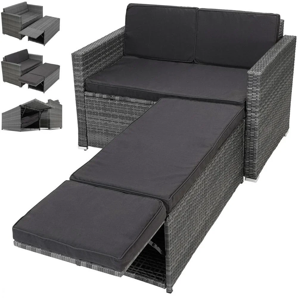 Zweisitziges Sofa - Polyrattan - Grau - 1