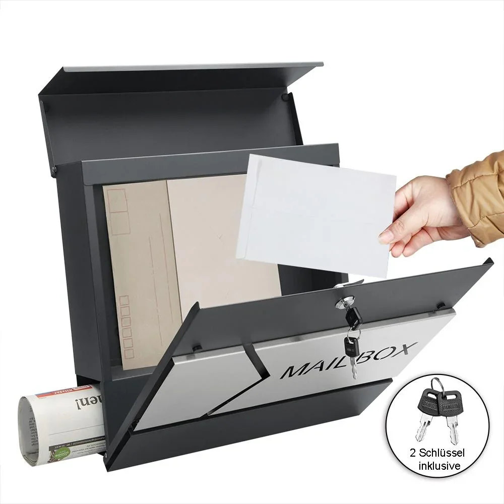 Designerbriefkasten anthrazit / silber - 2