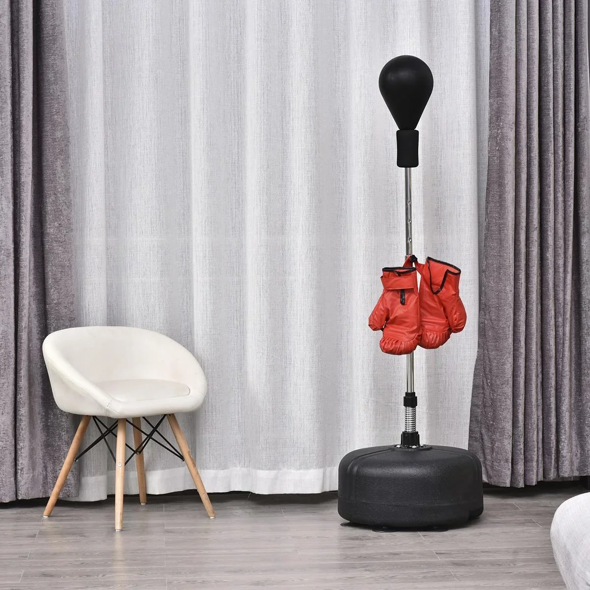 Punchingball-Set mit Boxhandschuhe schwarz/rot - 0