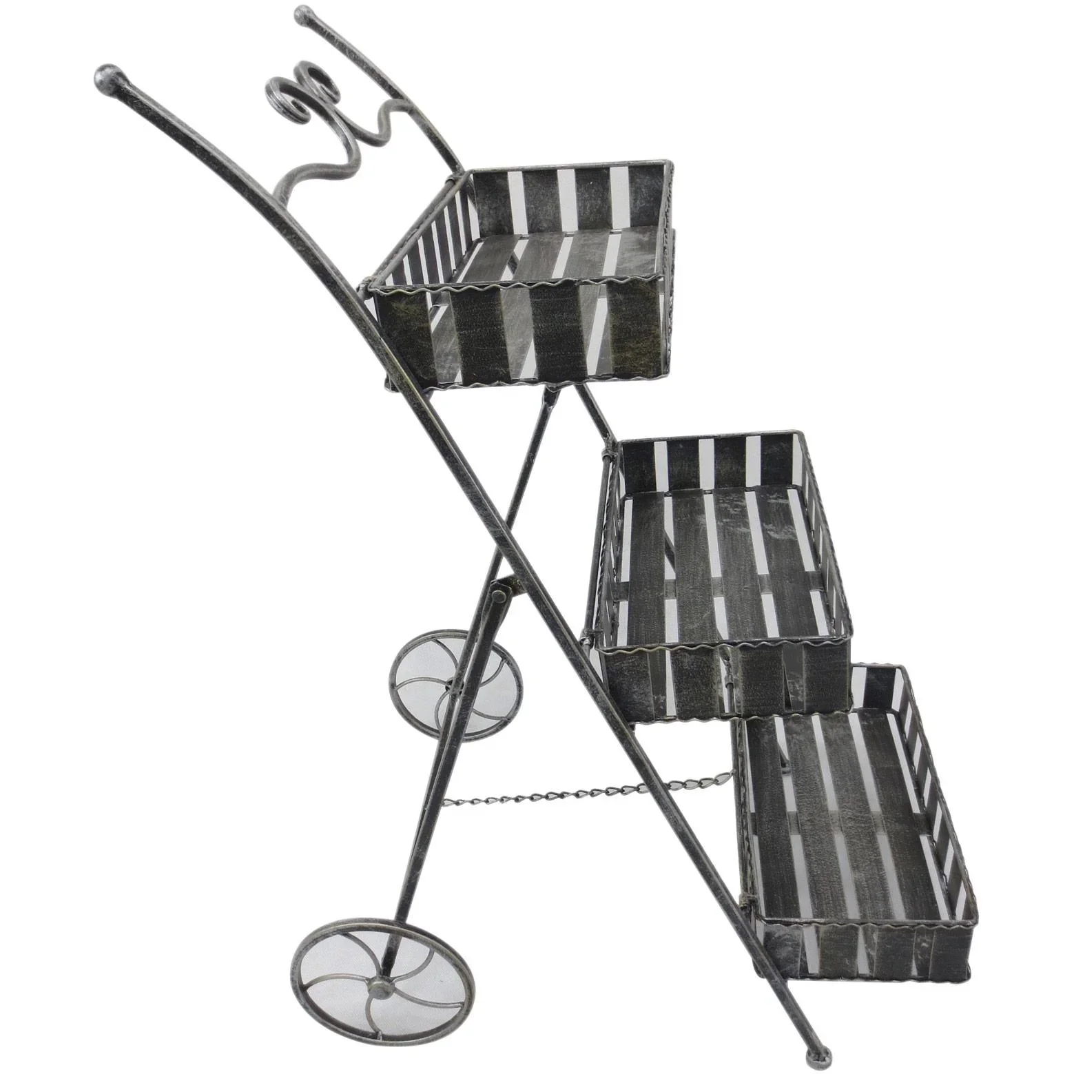 Pflanzregal Pflanzenständer Blumenregal Pflanzenkasten 3 x Ebene Metall Silbergrau 53 x 39 x 79 cm - 2