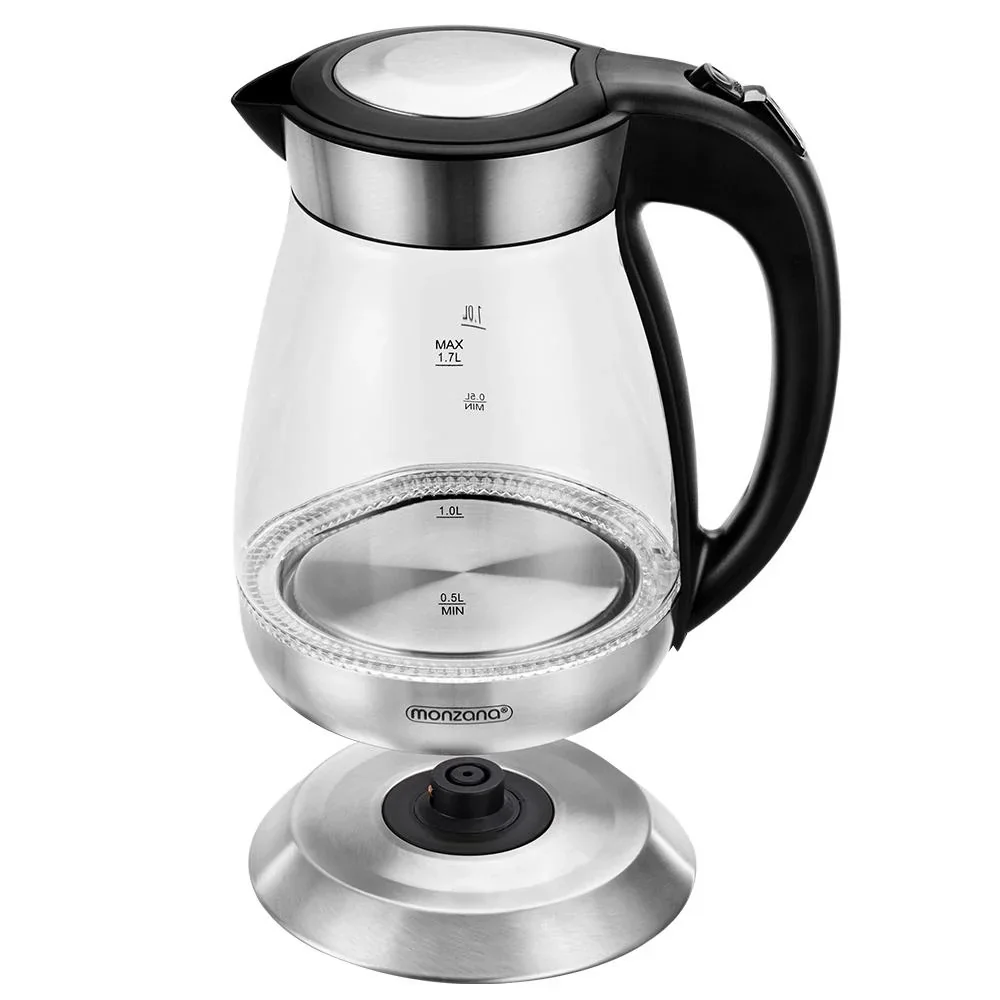 Wasserkocher Schwarz/Silber Glas/Edelstahl 1.7L - 1