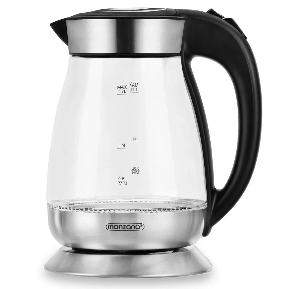Wasserkocher Schwarz/Silber Glas/Edelstahl 1.7L - 4