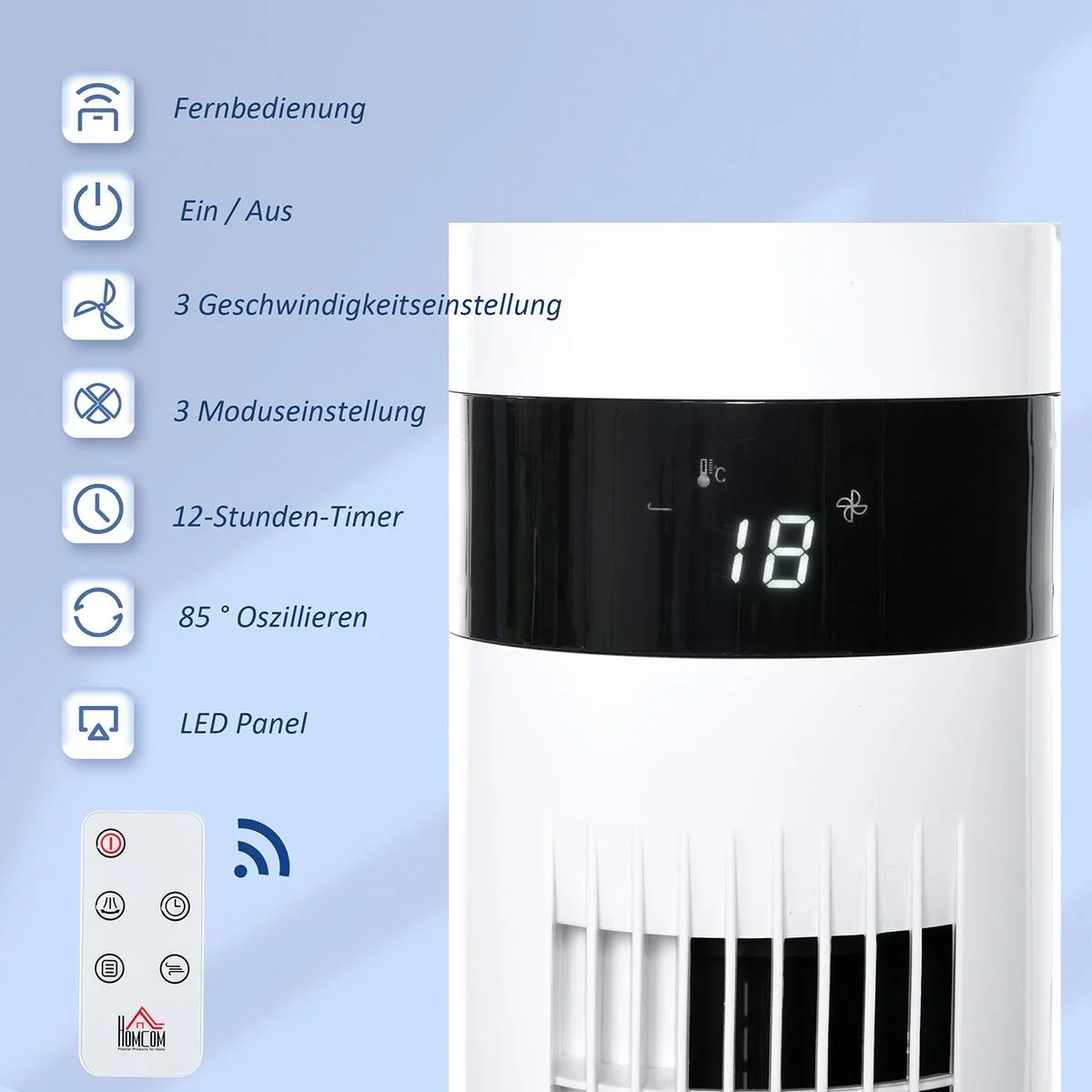 Turmventilator mit Fernsteuerung weiß - 2
