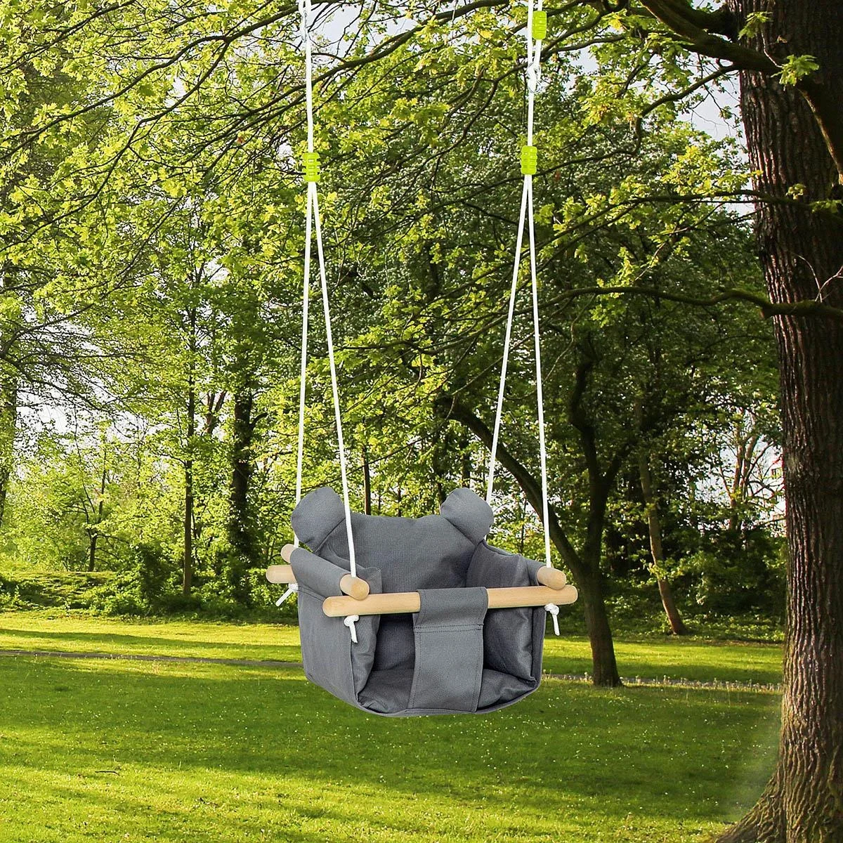 Schaukel für Kleinkinder mit Sicherheitsgurt bis zu 80 kg Grau - 3