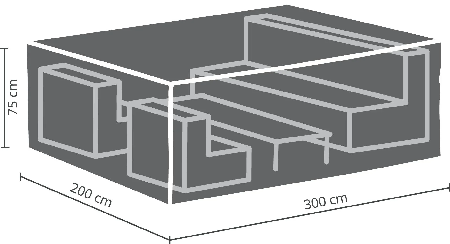 Profi-Schutzhülle für Lounge-Gruppe, Grau, 200 x 300 x 75 cm - 0