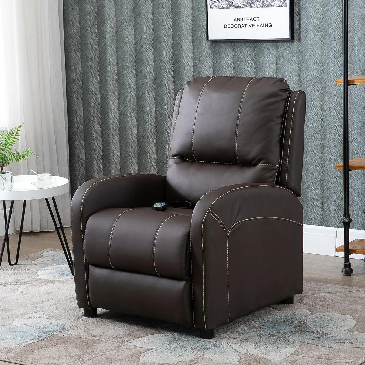 Massagesessel TV-Sessel Relaxsessel Wohnzimmer 165°-Neigung Kunstleder Metall Dunkelbraun 70 x 88 x 100 cm - 0