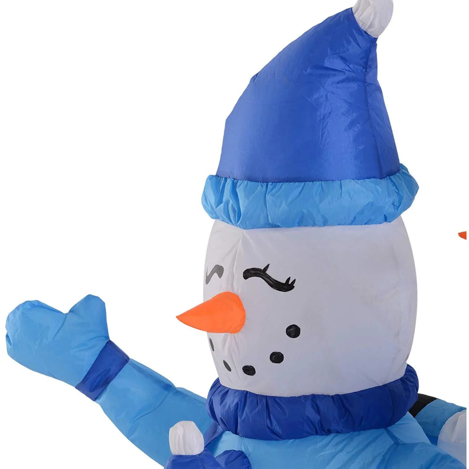 Schneemann Familie Selbstaufblasbare Weihnachtsdeko LED Blau - 3