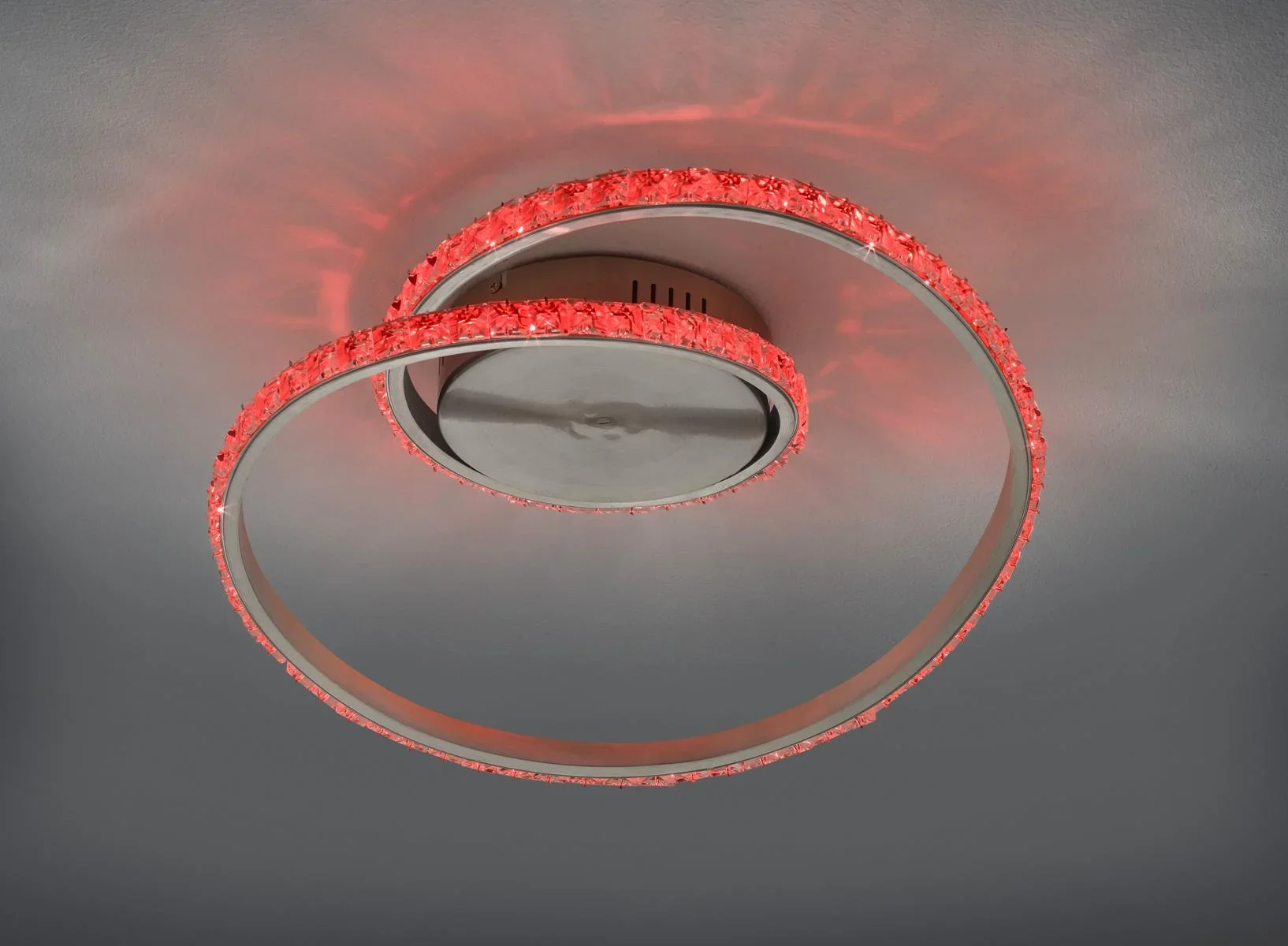 LED-Deckenleuchte RUBIN, 19 W RGBW, 3000K, 1700 lm, Fernbedienung, Alu gebürstet, Kristall-Cover - 1