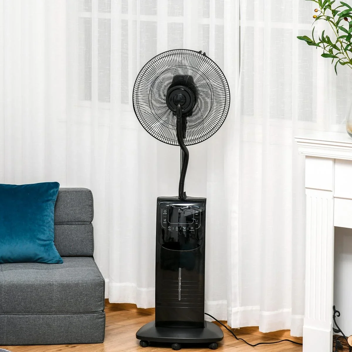 Nebel-Standventilator mit 3 Modi schwarz - 7