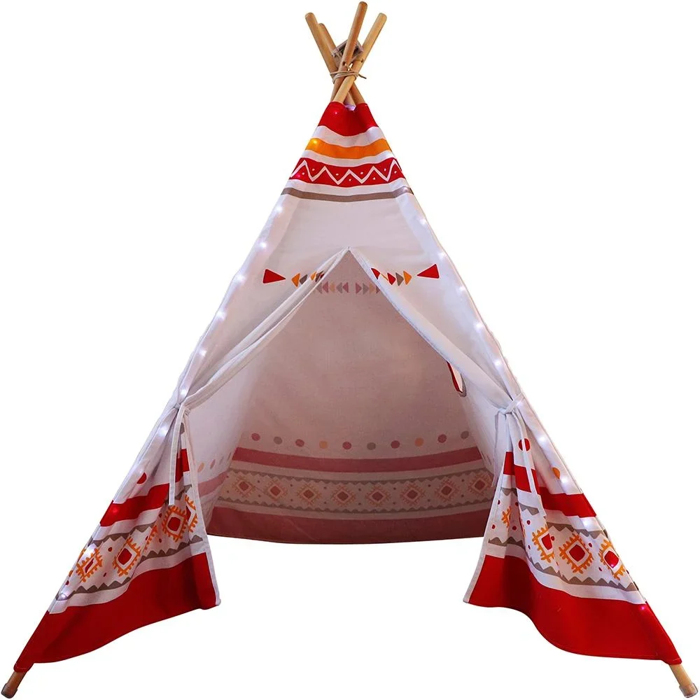 LED Tipi Zelt Rot / Weiss - 8