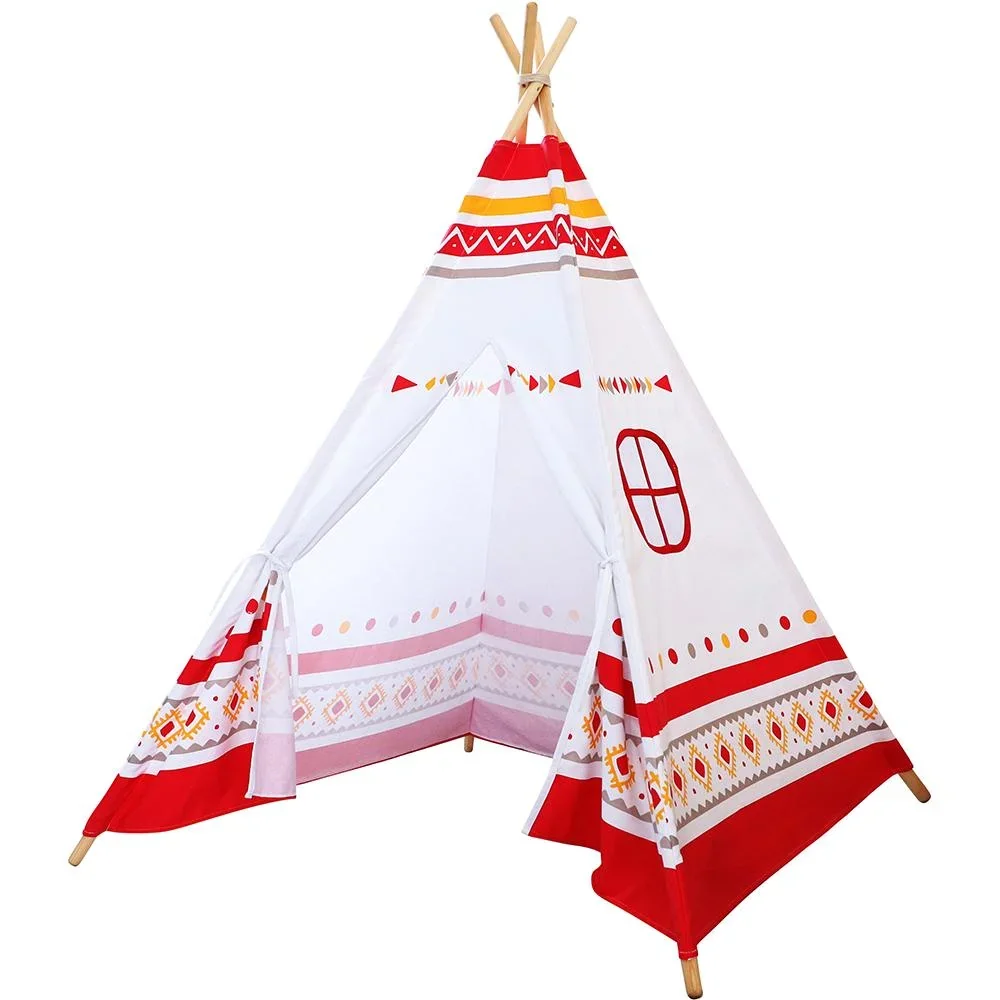 LED Tipi Zelt Rot / Weiss - 9