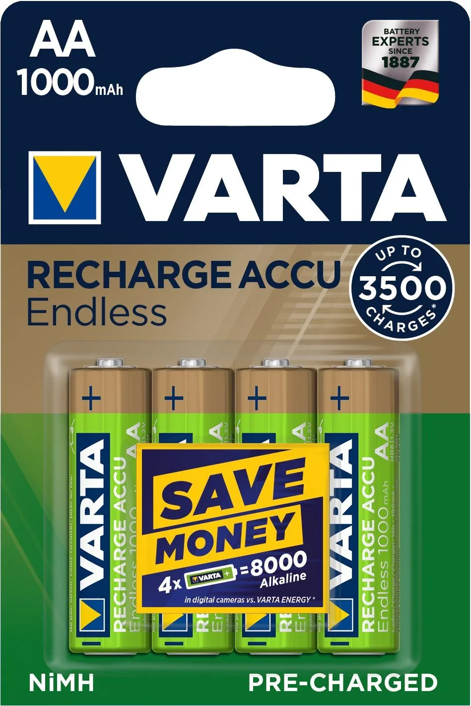 RECHARGE Endless Mignon (AA) Akku mit 1000mAh - 4 Stück - 1