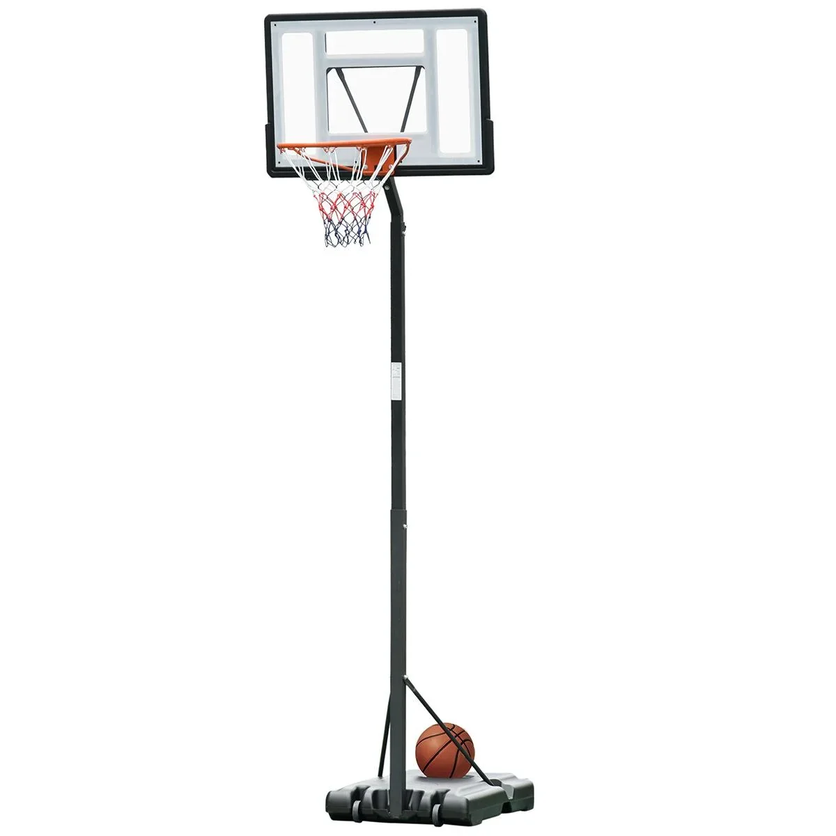 Mobiler Basketballständer Basketballkorb mit Ständer höhenverstellbar, Stahl+Kunststoff, Schwarz, 86 x 153 x 302-352 cm - 1
