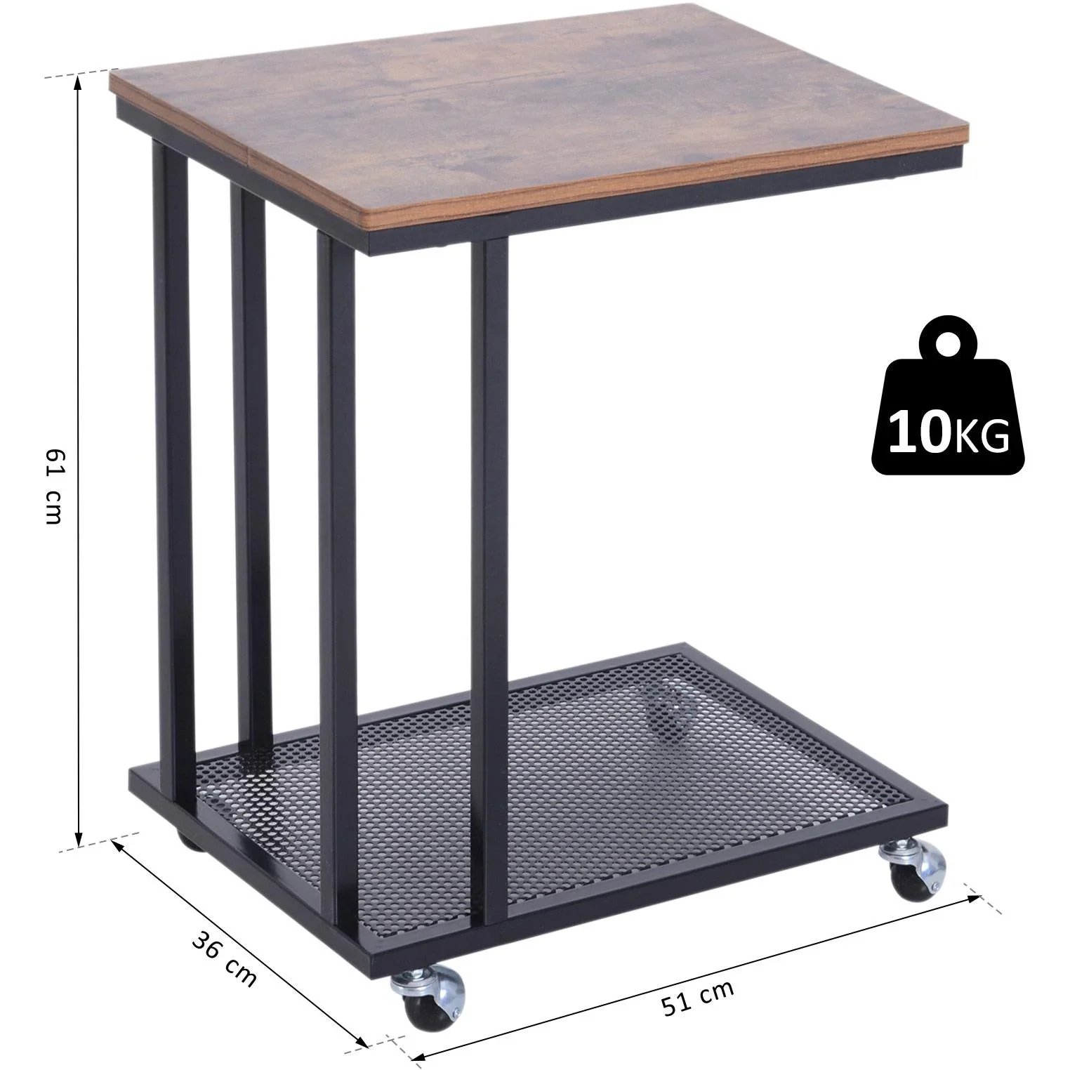 Rollbarer Beistelltisch in C-Form - 1