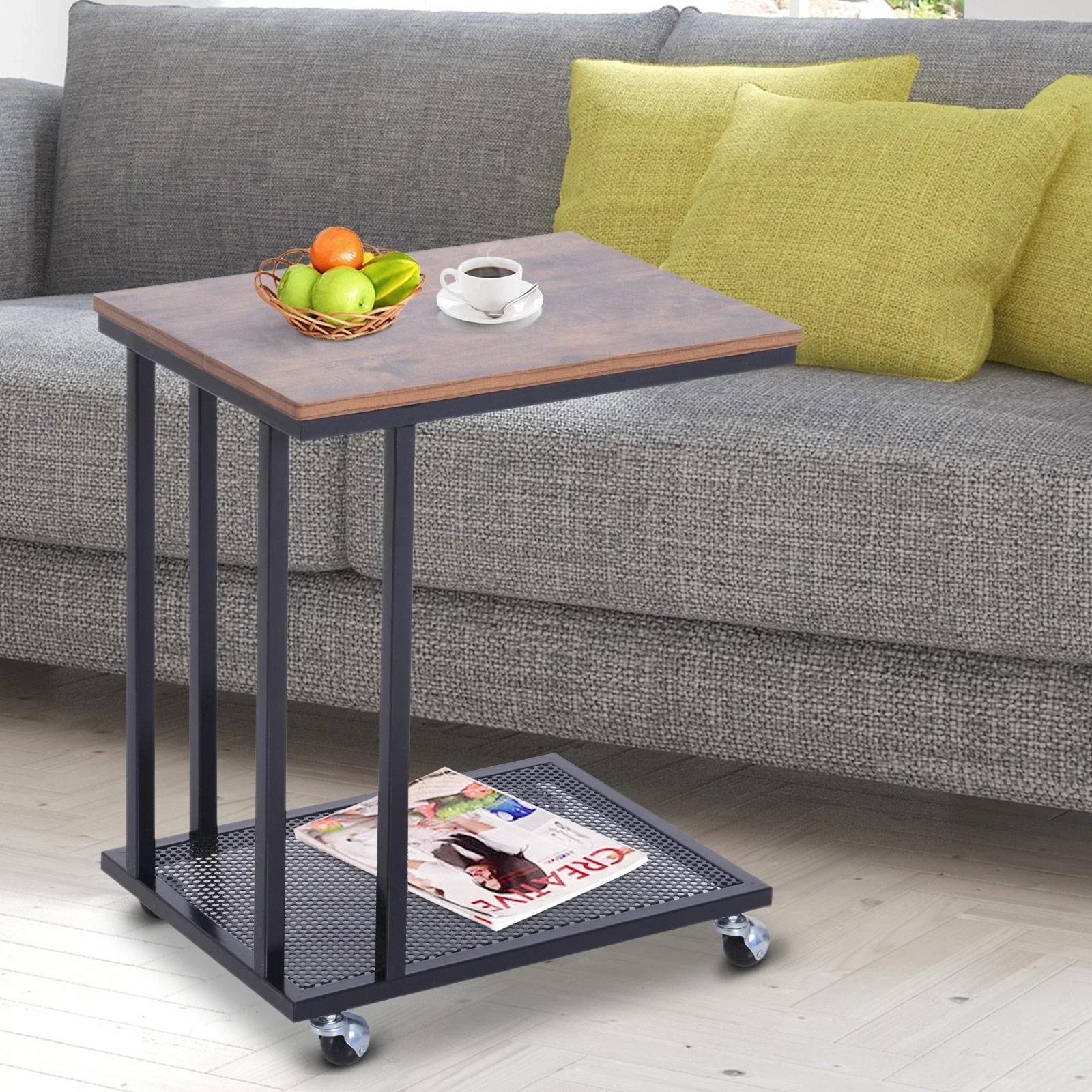 Rollbarer Beistelltisch in C-Form - 6