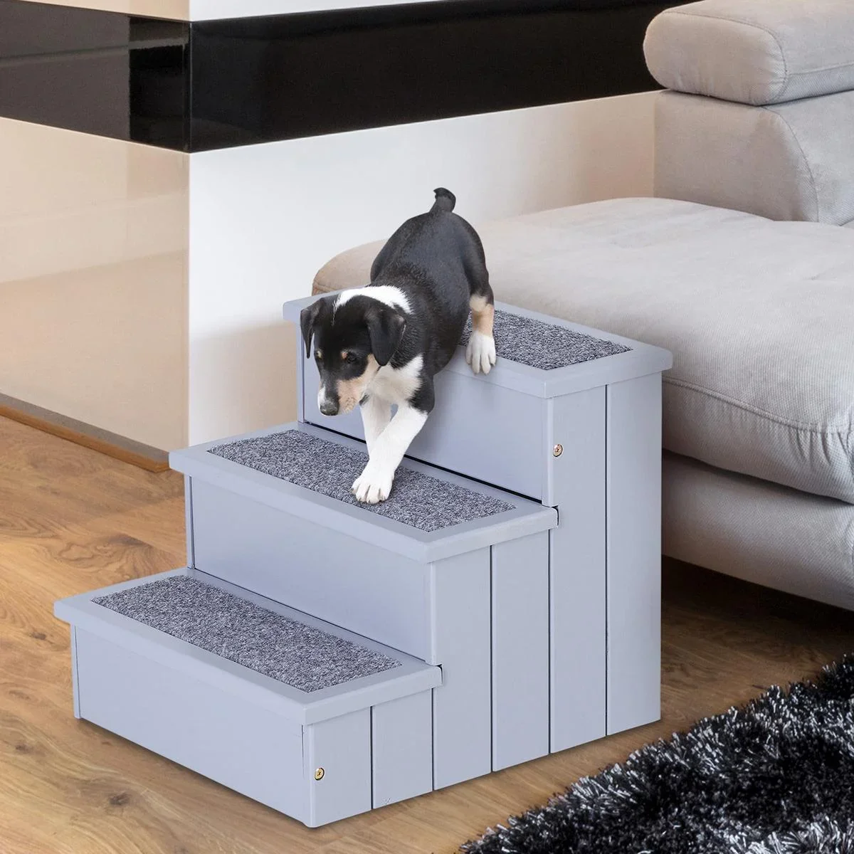 Haustiertreppe mit 3 Stufen grau - 3